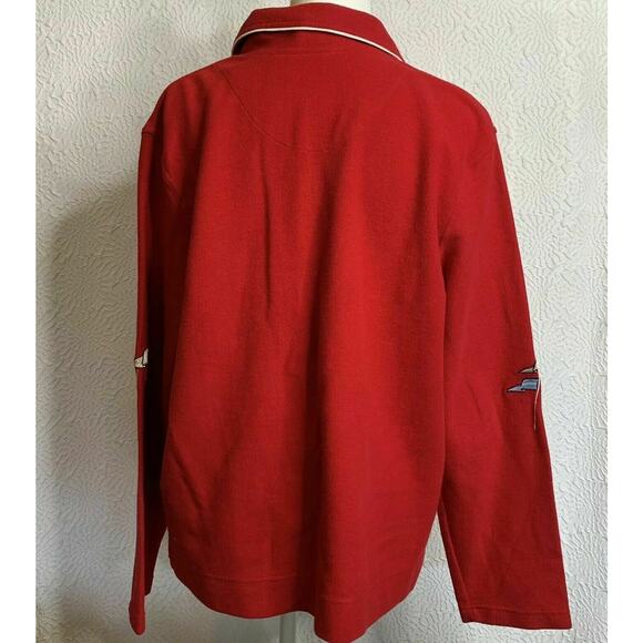 Vtg Onque casuals embroidered Red Sailor Themed Print Button Up collared sz XL - Picture 3 of 8